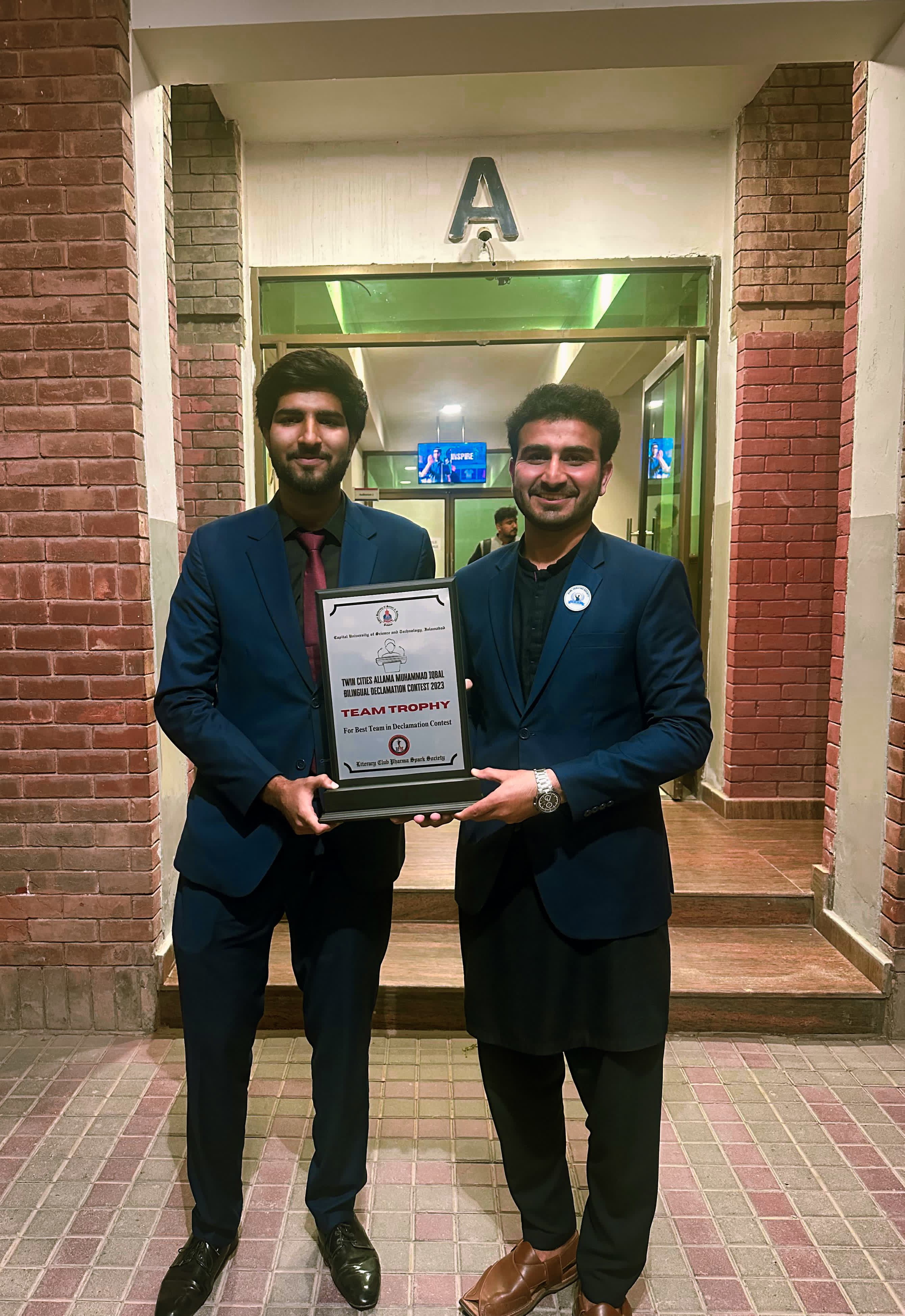 NUML Debating Society (NDS) have won the Team Trophy award in CUST Allama Iqbal Twin City Bilingual Declamation Contest.
